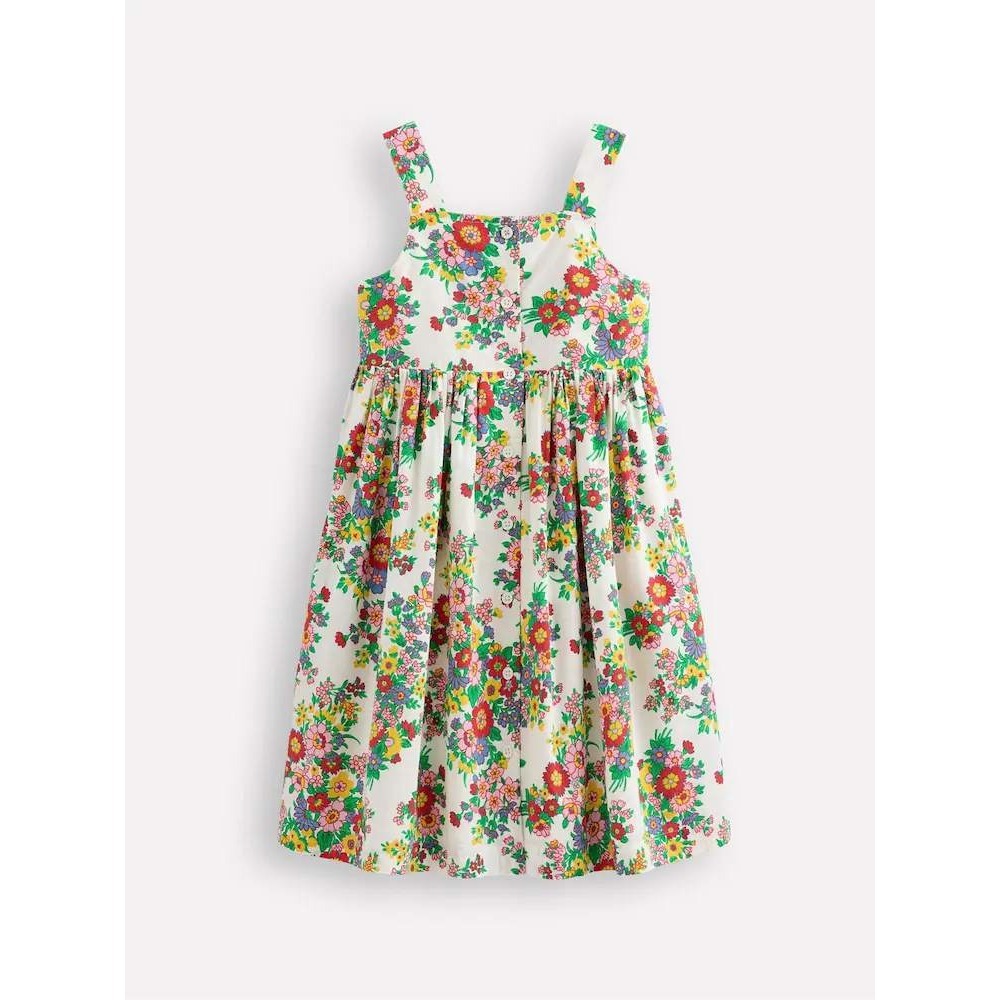 Mini Boden Remy Button-Through Dress in Ivory Flower Bunch